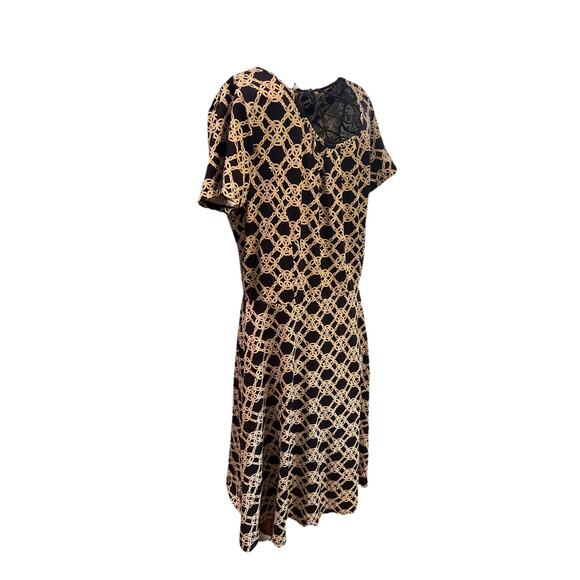 Talbots Navy & White Chain link Fit & Flare Dress Size Large - Picture 2 of 6